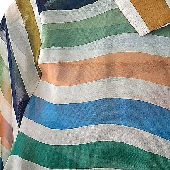 Foreign Exchange Striped Button-Down Long Sleeve Blouse size M - Picture 4 of 7